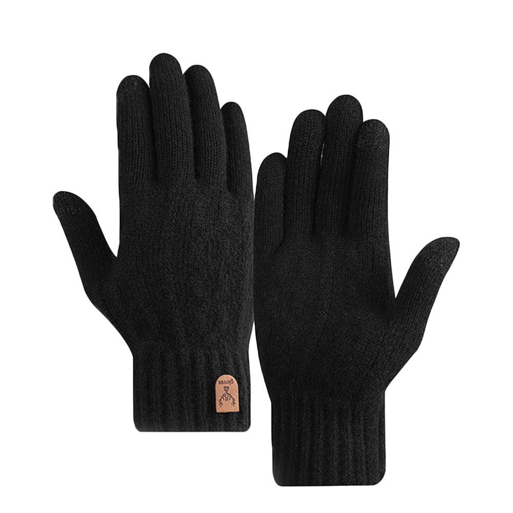 Knitted Gloves Unisex Warm Windproof Touchscreen Gloves Washable Anti-Slip Winter Full Finger Cycling Hiking Running Gloves