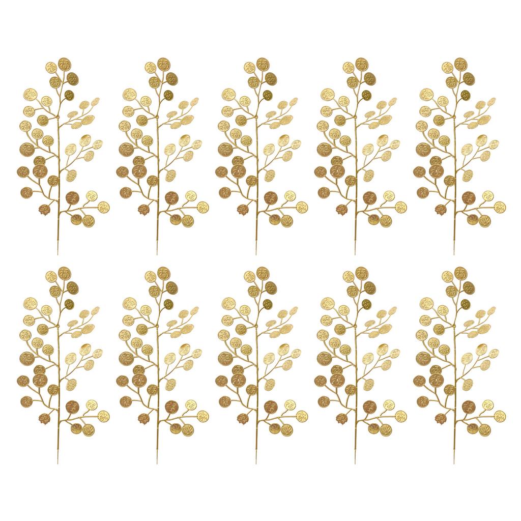 10Pcs Artificial Leaf Simulation Golden Leaf Flower Vase Arrangement for Home Decoration Wedding Flower Arrangements