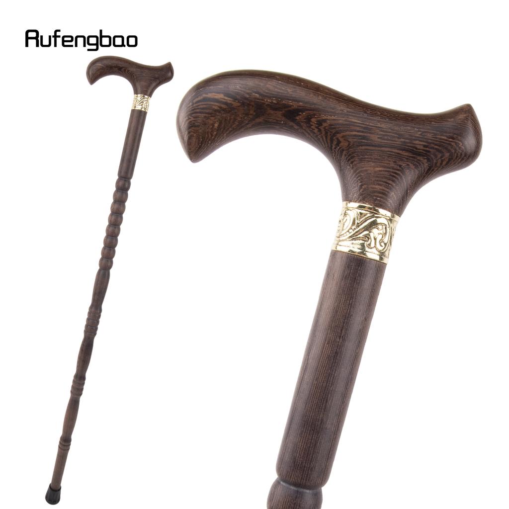 Brown Wooden Single Joint Fashion Walking Stick Decorative Cospaly Cane Halloween Mace Crutch Wand Crosier 92cm