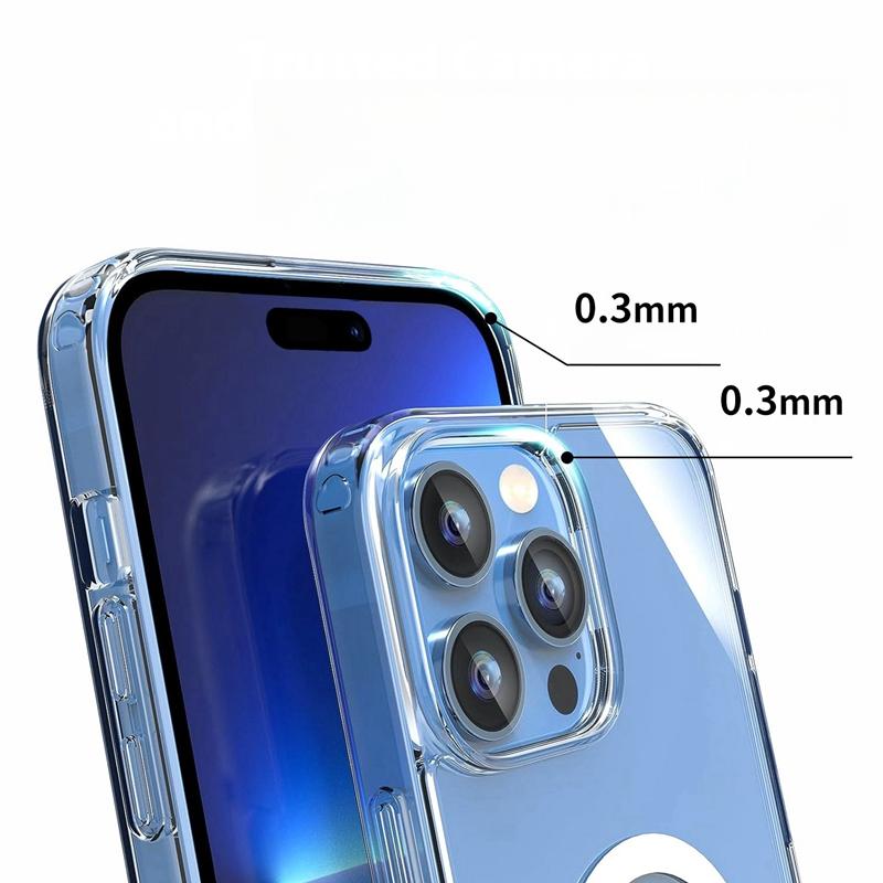 TPU+PC Case for iPhone 16 15 Pro Max 14 Plus 13 Transparent Magnetic Wireless Charge Shockproof Clear Cover for Iphone 15pro