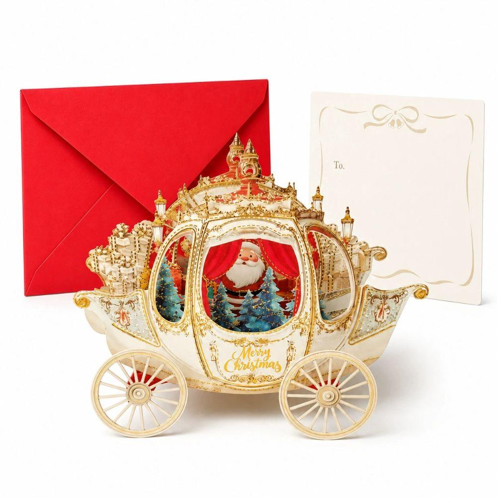 With Envelopes Holiday Greeting Card Santa Claus Invitation Card Cute 3D Christmas Card Xmas