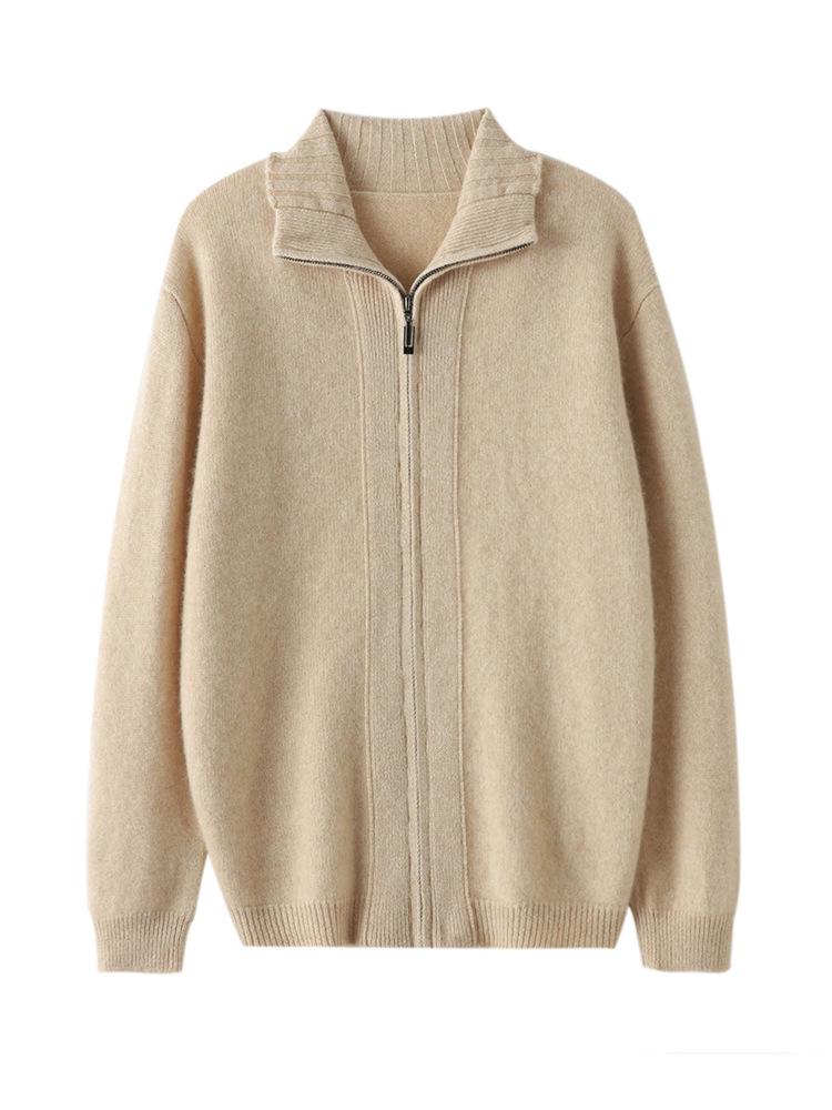 High Neck Warm Zipper Knit Cardigan - Women's Fashion, Age-Reducing Lazy Style, Autumn/Winter Outerwear