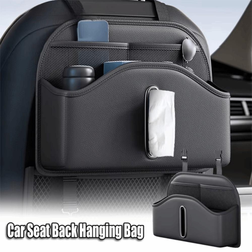 High-grade Seatback Storage Bag Leather Net Pocket Tissue Holder Car Back Seat Organizer  Vehicle