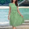 Pleated Print Dress Fashion Summer Women's with Belt