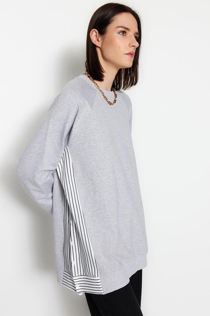 Women's Fashion New Hijab Sweatshirt Navy Blue Woven Piece Knitted Tunic