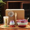 6PCS Ceramic Bamboo Japanese Matcha Tea Set Matcha Whisk Holder Matcha Bowl Matcha Whisk Set Reusable Matcha Making Kit