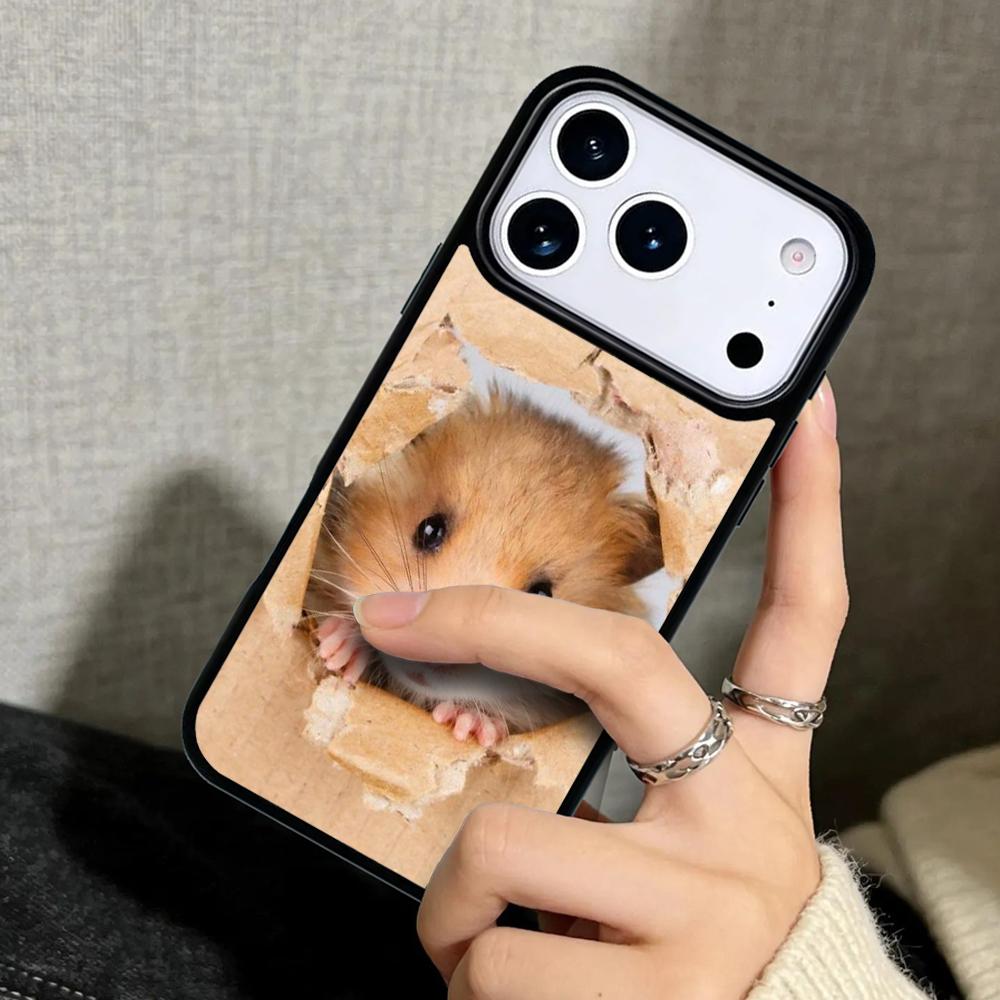 Capa Case for iPhone 17 Air 16 Pro Max 15 Plus 11 13 Mini 14 12 Back Phone Cover Cute Funny Hamster