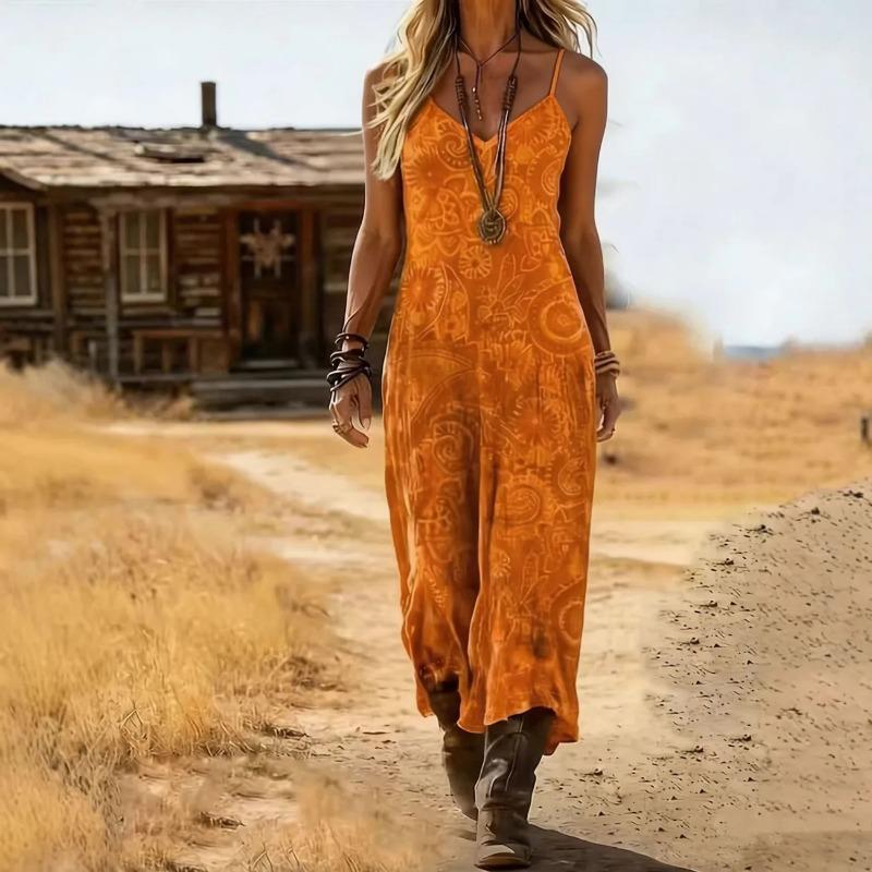 Dam Boho Paisley-mönstrad Cami Miniklänning V-ringad Ärmlös Sommar Strand Solklänning