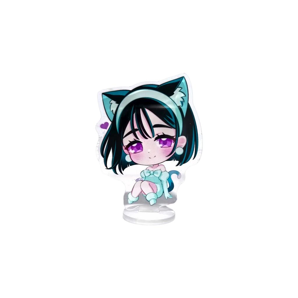 Blue Cat Transparent Double-Sided Acrylic Desktop Ornament