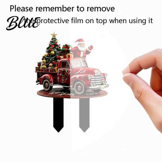 Santa Claus Yard Patio Christmas Stake Red Retro Decoration Garden Truck Decoration Xmas Tree Acrylic Lawn Ornament for Outdoor