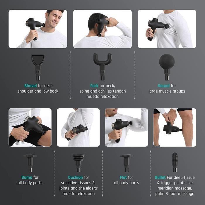 Pistolet De Massage Musculaire - MEBAK - Mebak 3 - 7 Têtes - 5 Vitesses - Ultra Silencieux