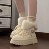 Cowhide Version with Two Turned Hairs, Wearing Thick-soled Snow Boots, Women's New Velvet and Thickened Cotton Shoes In Winter