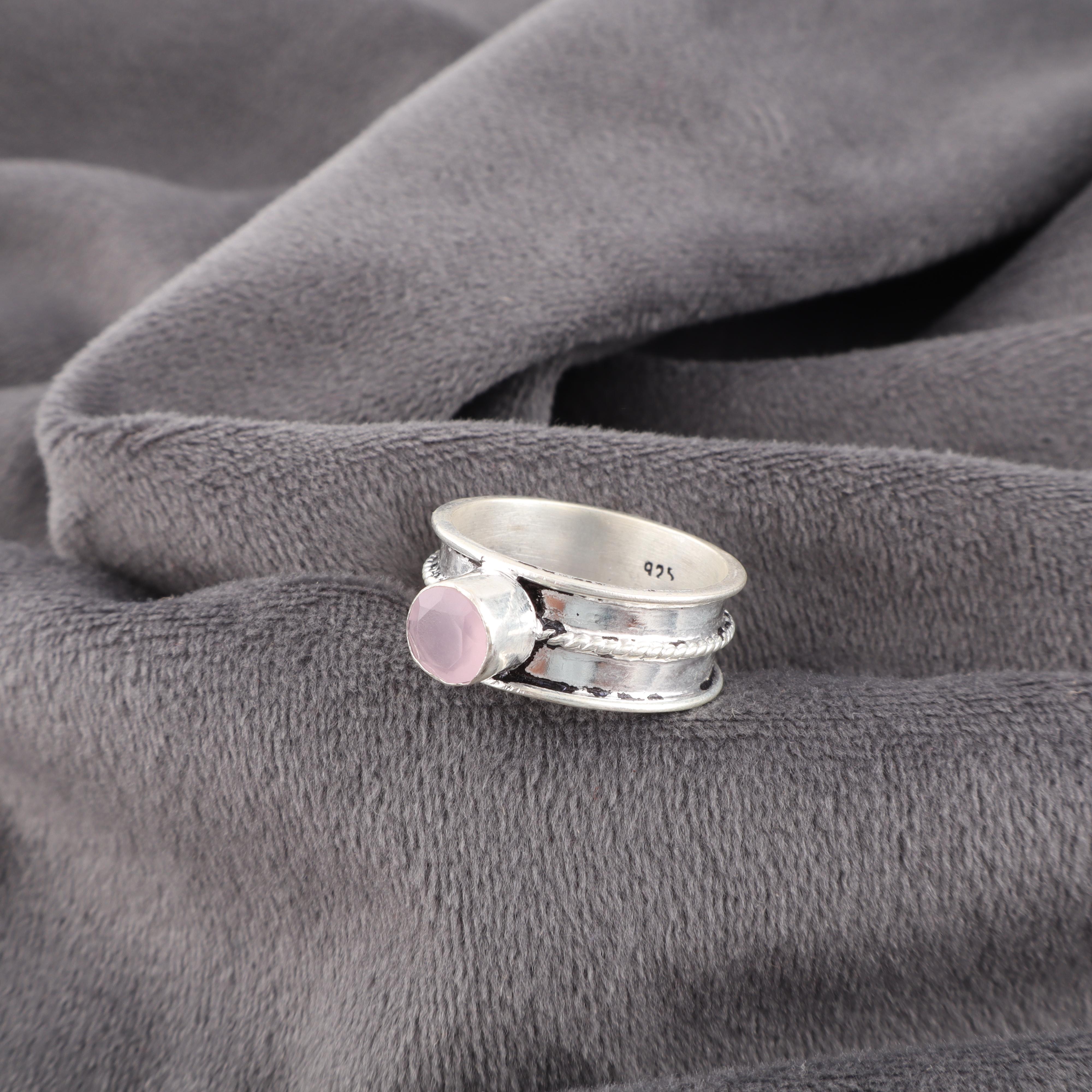 

Очаровательные украшения из розового халцедона, кольцо из стерлингового серебра 925 пробы, великолепное кольцо ручной работы в подарок для женщин 12 розовый