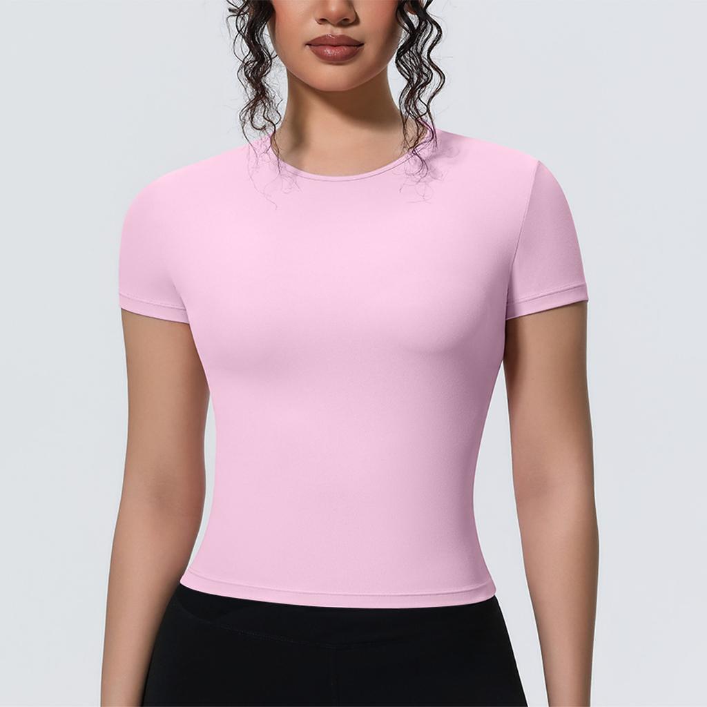 New-style Sports-inspired, Figure-hugging, Short-sleeved, Breathable Yoga T-shirt for Running, Training and Fitness – Women’s Top