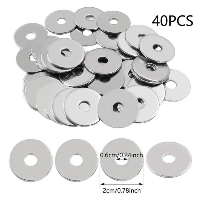 Galvanized Metal Flat Washers M6 40PCS Durable Spacers for Plumbing Fixture Hinges Indoor Outdoor Maintenance