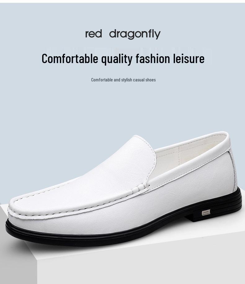 Men's Genuine Leather Casual Loafers - Breathable, Versatile, Soft Sole, for All Seasons (Available in Black and White)