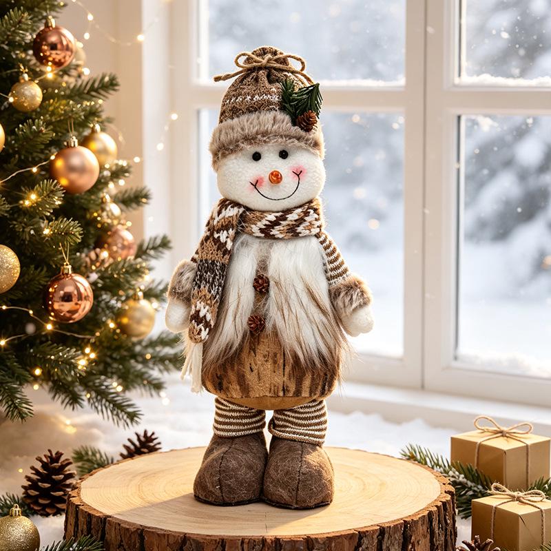 Santa Claus & Snowman Christmas Decoration Figurine Doll