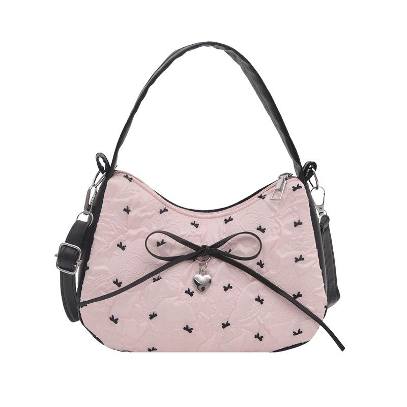 Нишевая контрастная женская сумка 2026 новая модная сладкий бант сумка-мессенджер сладкая крутая крошка портативная сумка-полумесяц