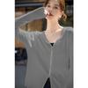 Haut à capuche double zip manches longues pour femme