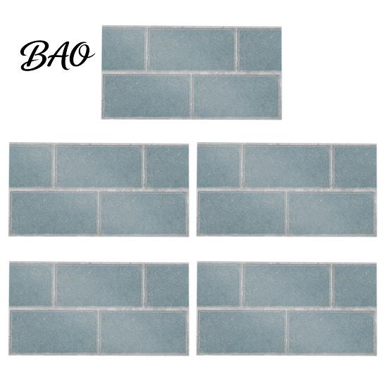 Retro Brick Pattern Wall Art 5Pcs Vintage Tile Stickers, Waterproof Oil?Proof Wallpaper, Peel Decorative Tiles for Home & Stick Backsplash