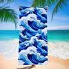 Deep Blue Swirl Surf Wave Art Print Beach Towel Fast Drying Towel for Kids Adults Swimming Gym Outdoor Activities