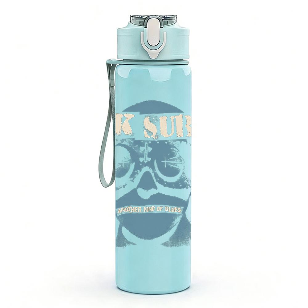 1PC Night watch shield vintage print 750ml colorful plastic sports water bottle leakproof pop up lid with straw for outdoor work home use