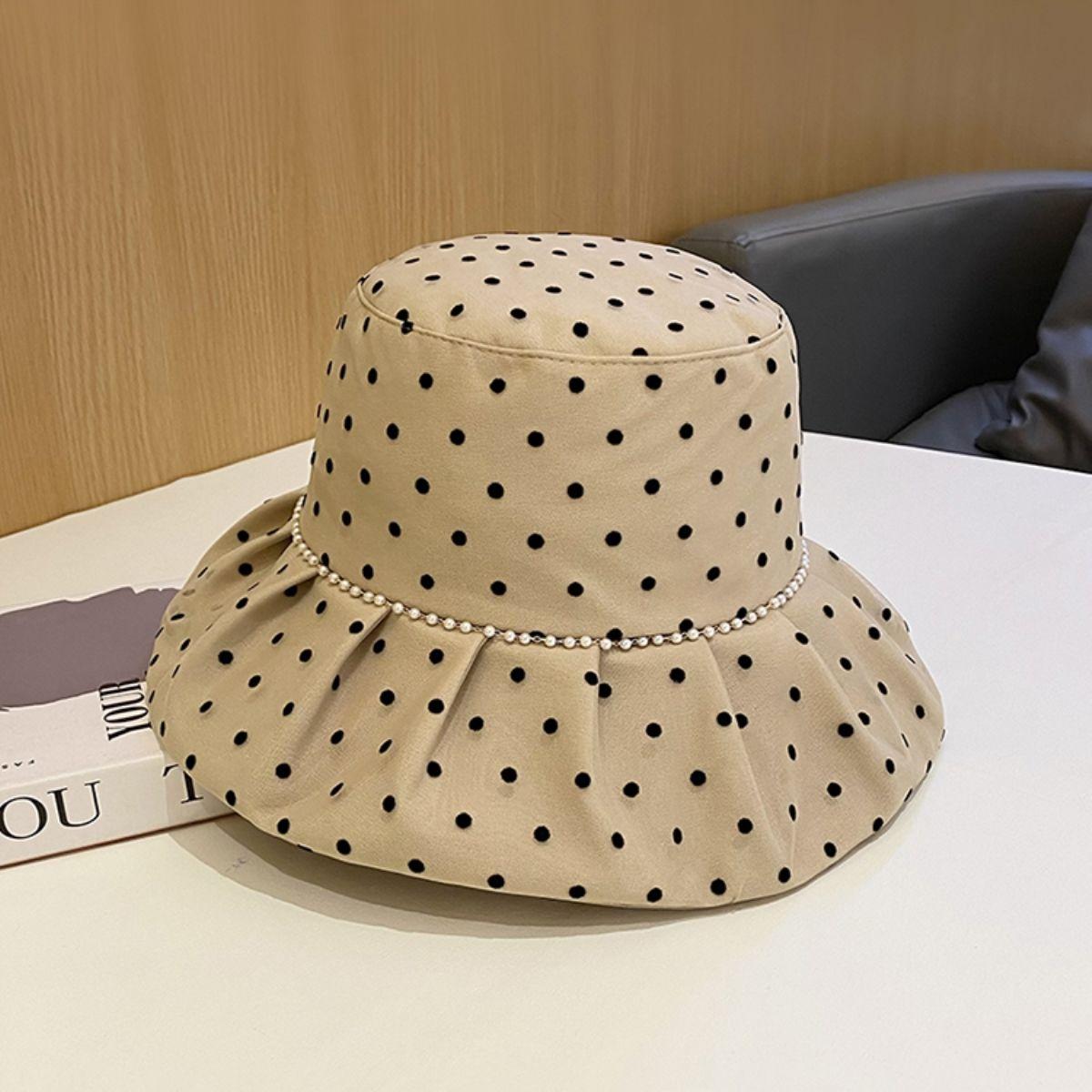 

Складная панама женская горошек жемчужная цепочка тазик шляпа дорожная шляпа женская Adjustable