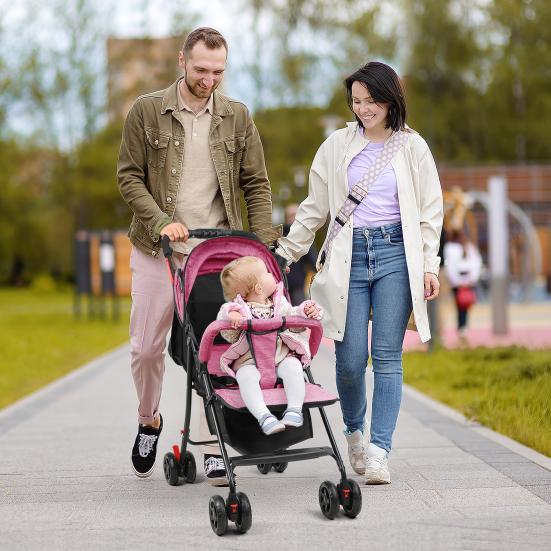 Reise-Kinderwagen, Einhand-Faltbarer Säuglings-Buggy mit Verstellbarer Rückenlehne, Verdeck, Ablagekorb für 0-2 Jahre Kleinkinder bis zu 10 kg