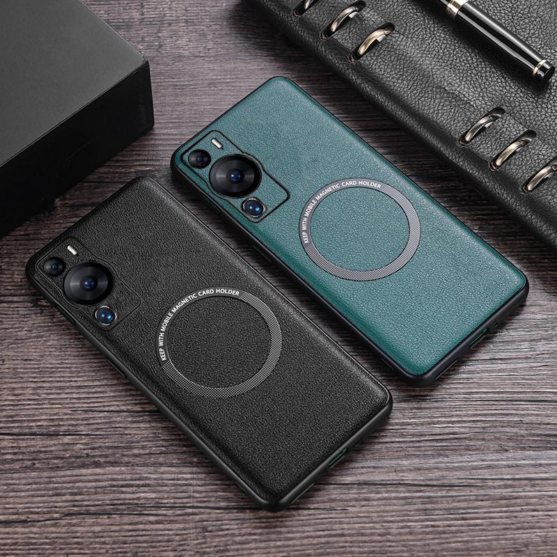 Магнитный чехол из искусственной кожи Magsafe для Huawei P60 Pro, матовый противоударный чехол для беспроводной зарядки для Huawei Pura 70 Pro Plus Shell