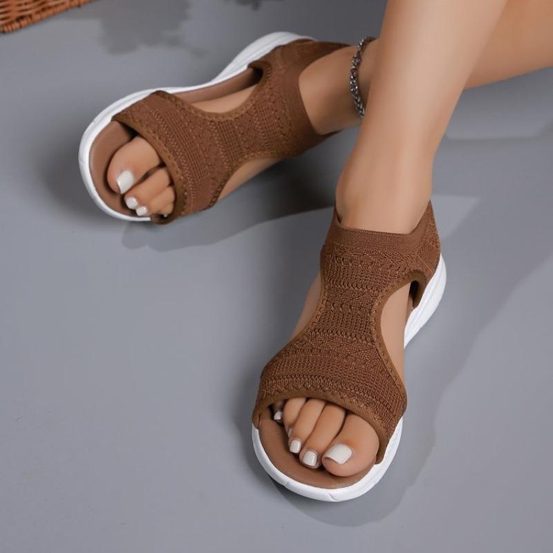 Sandals Women's Autumn and Summer Mesh Thick-soled Foot Cover Fish Mouth Flying Weaving Casual Sports Large-size Women's Shoes