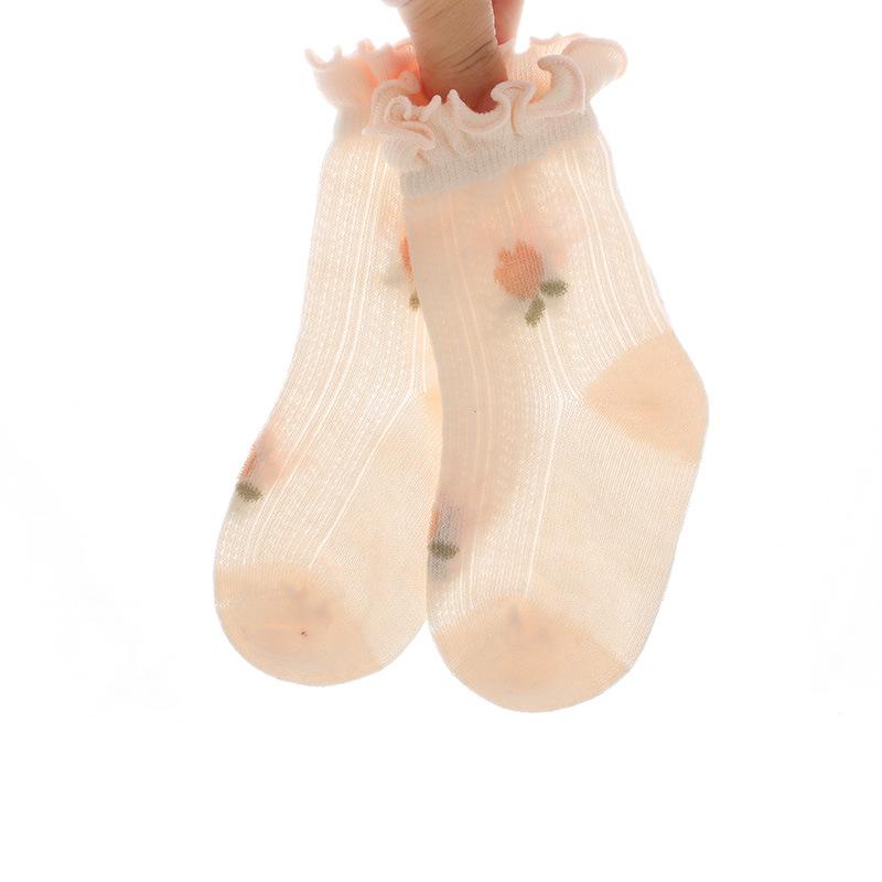 Ultra-Thin Mesh Baby Socks: Breathable and Loose-Fit Mid-Calf Lace Socks for Girls