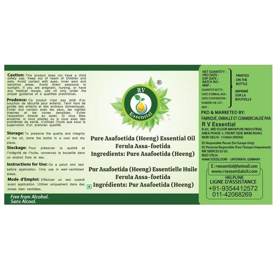R V Essential Pure Asafoetida (Heeng) Etherische Olie 5ml- Ferula Assa-foetida (100% Puur en Natuurlijk Stoomgedistilleerd)