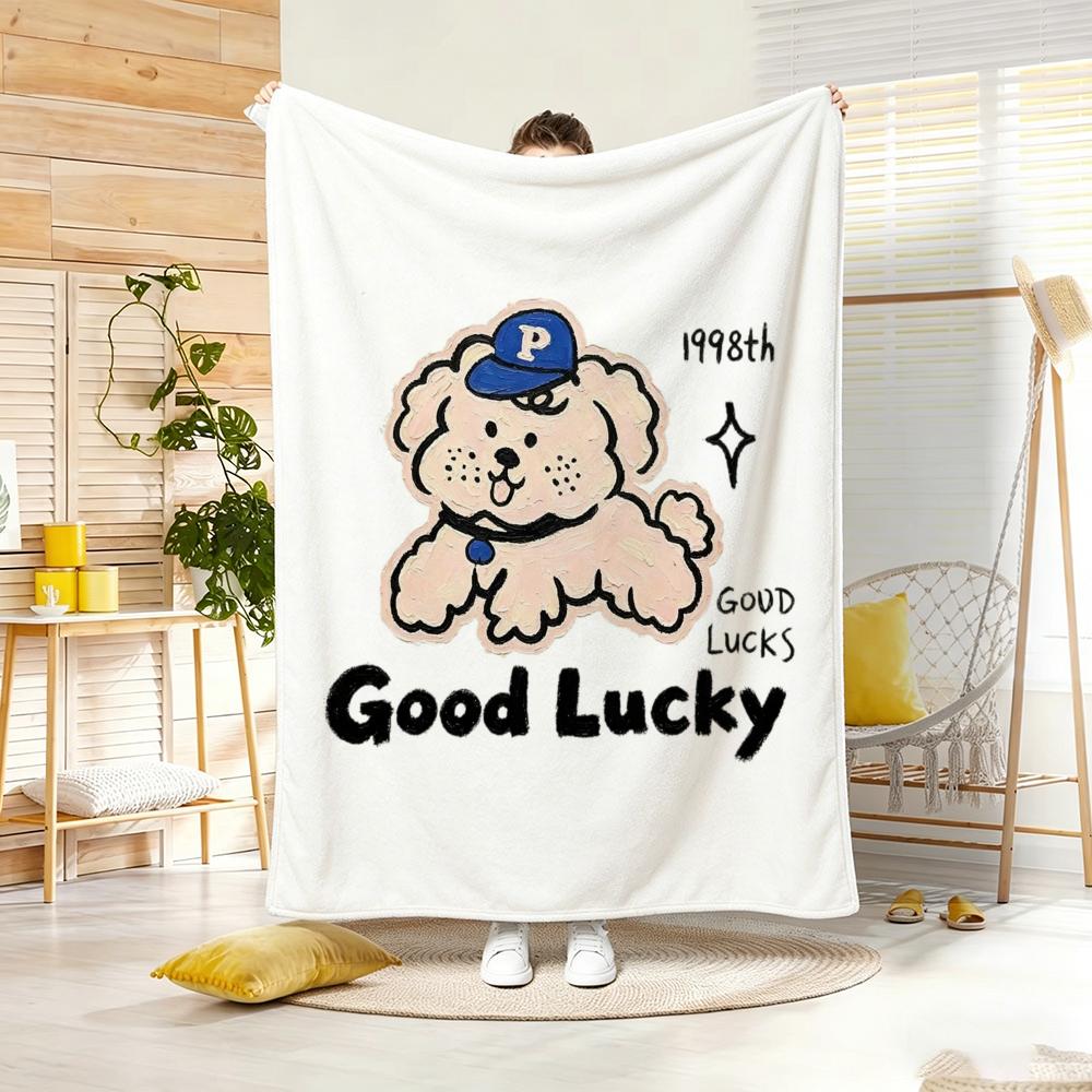 Cute Oil Painting Print Throw Lightweight 240G Flannel Blanket Soft Skin-Friendly For Summer Cooling