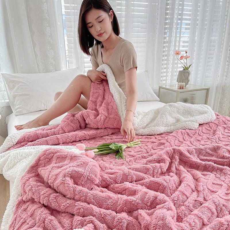Super Soft Woolen Blanket for Bed Sofa Couch, Autumn Warm Lame Velvet Cover Blanket for Office, Air Conditioning and Nap, Travel