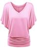 Plus Size Women's V-Neck Batwing Sleeve T-Shirt - A1375