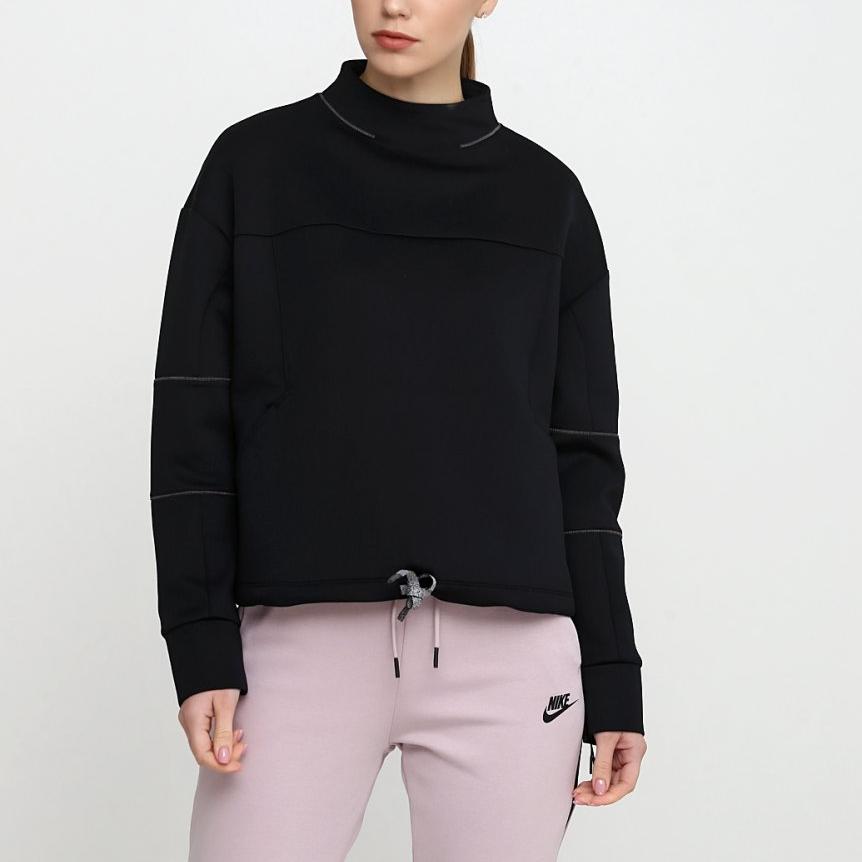Nike Sports Casual Space Cotton Warm Pullover Sweatshirt Women Sweatshirt Black AQ0190-010