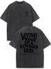 230G Double-Sided Washed, God Witness Printed T-Shirt, High-Quality Wax Printed