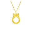 5D Pure Gold Butterfly Bow Knot Auspicious Clouds Qiankun Cudgel Princess Peace Buckle Necklace