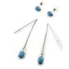 Les Trésors De Lily [N3720] - 2 Pairs of Blue 'Mineralia' Earrings