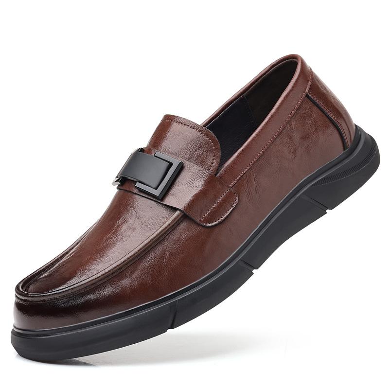 

Мужская повседневная кожаная обувь 2025 новый универсальный тренд обувь Doudou мужские лоферы из высококачественной кожи с ручной царапиной 44