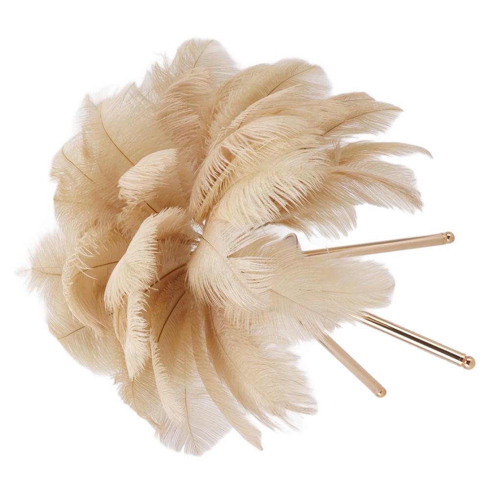 Feather Table Lamp USB Rechargeable Ostrich Feather Desk Light with Gold Tripod for Bedroom 40Pcs