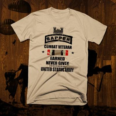 Combat Engineer T-Shirt Army Sapper Clear The Way Military Combat Vet Cotton Tee