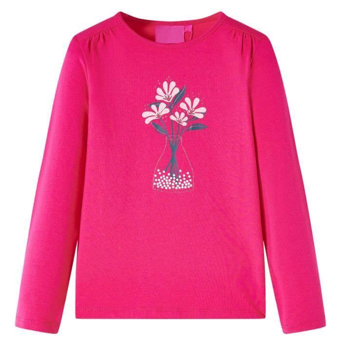 T-shirt pour enfants à manches longues imprimé floral 2 couleurs et 5 dimensions disponibles