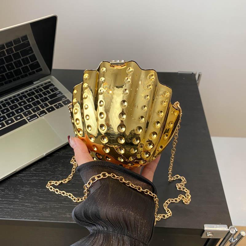 Women's Mini New Fashion Shell Shoulder Bag Ladies' Dinner Bag Shiny Crossbody Shell Bag