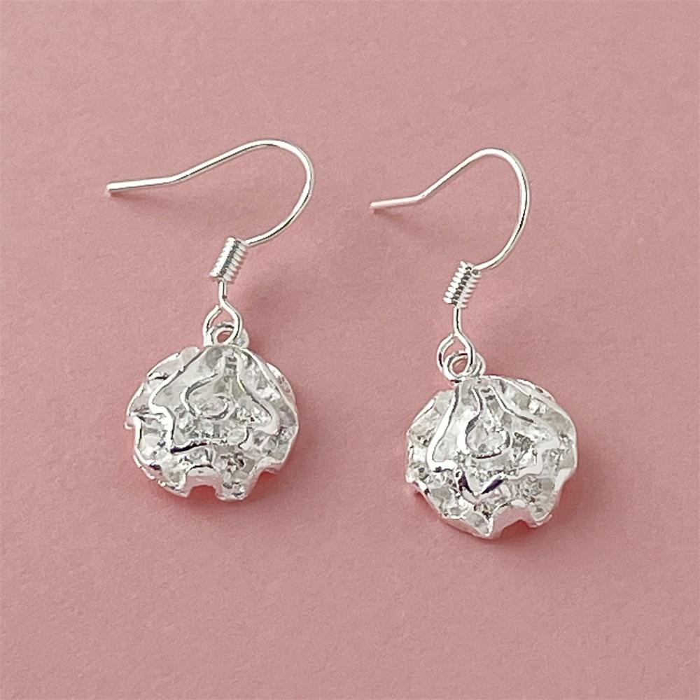 925 Sterling Silver Rose Flower Drop Earrings for Women Engagement Party Jewelry Gifts