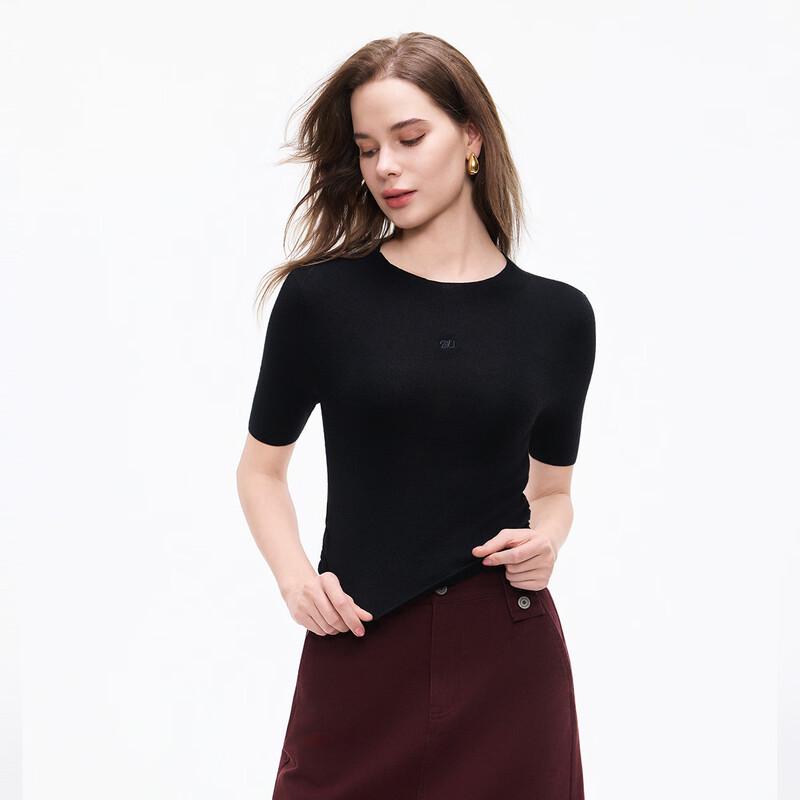 

Tatu Embroidered Short Sleeve Knit Wool Sweater S