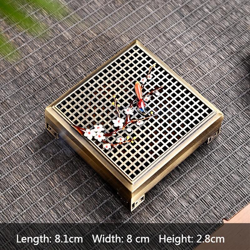 Square Plum Blossom Ruyi Incense Burner/Zinc Alloy Meditation Household Indoor Incense Coil Censer Desktop Placement Decoration