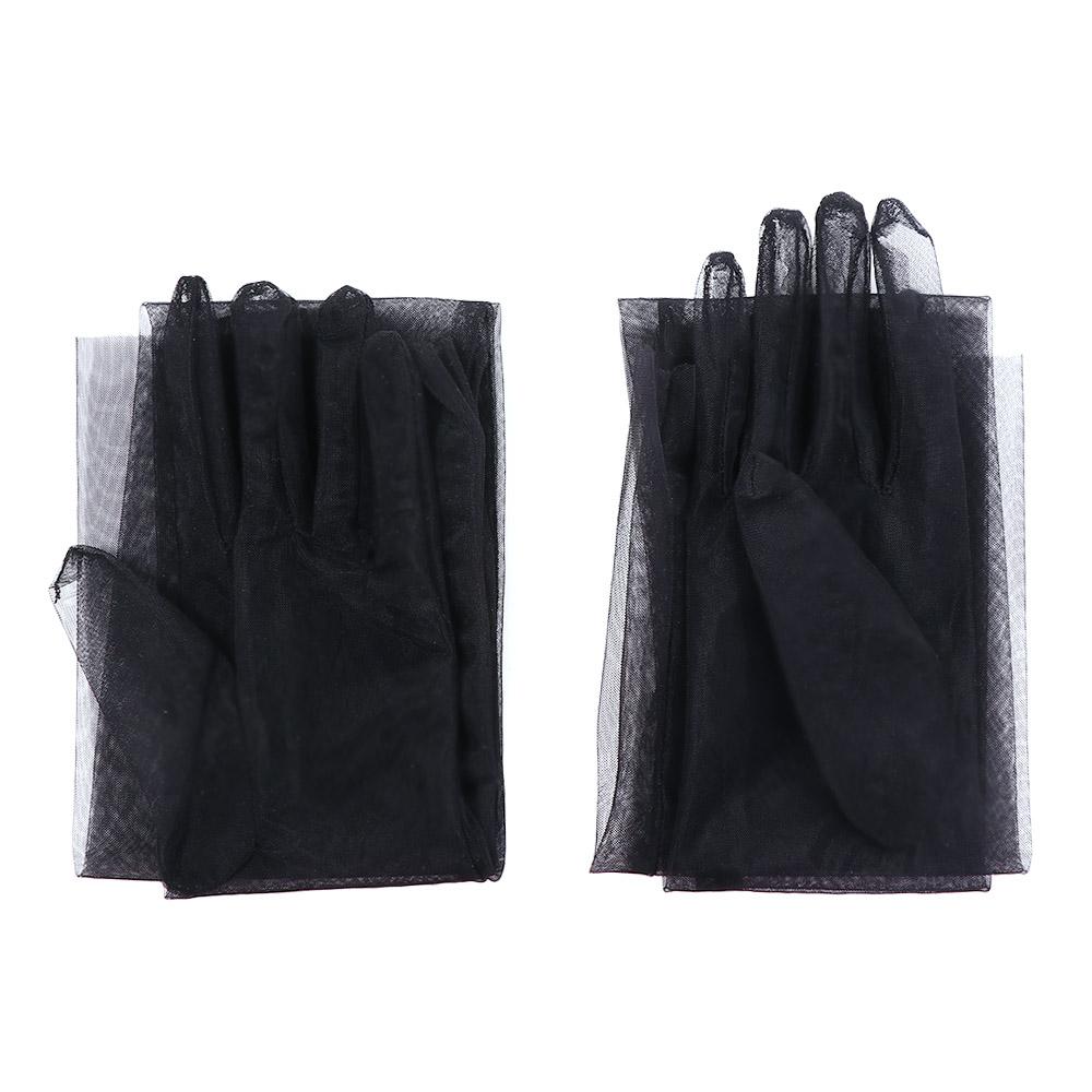 Silky Fashion Women Elbow Sheer Tulle Thin Gloves Lace Mitten Women Gloves Five Fingers Mitts