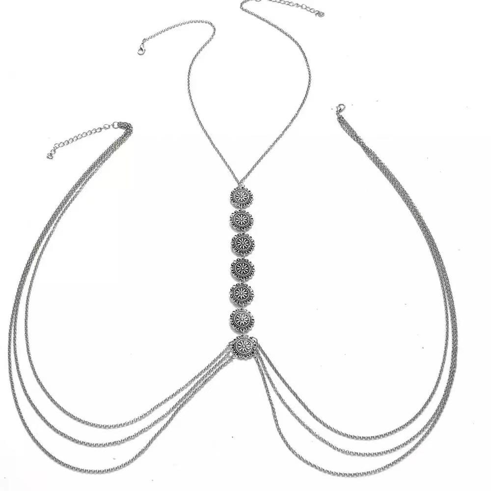 Elegant Tassel Carved Disc Body Chain – Retro Fashion Statement