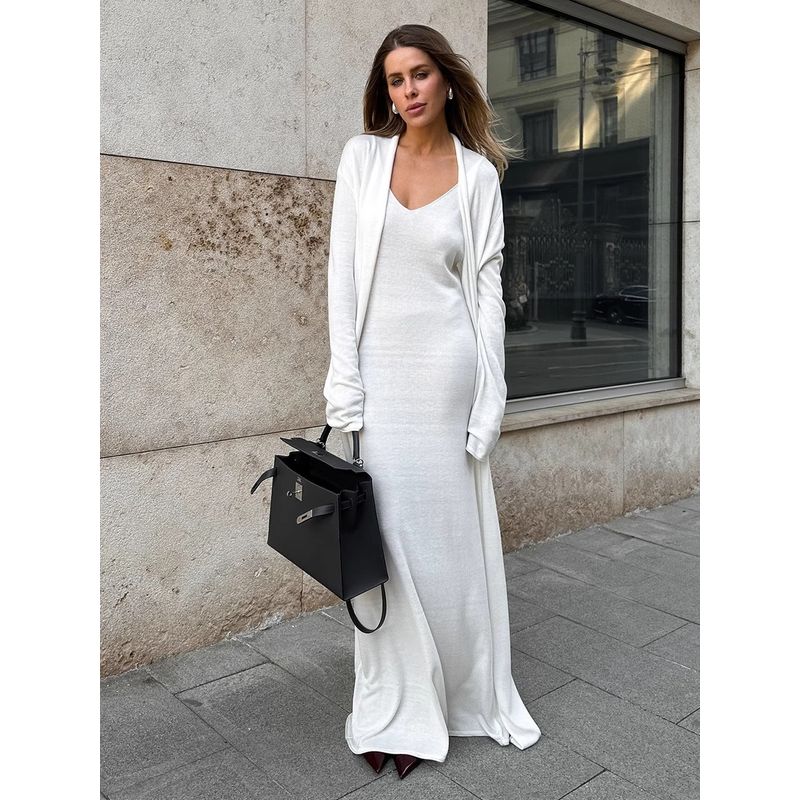 French style Ins Style Fashion Temperament Knit cardigan Sling Dress Cover up Set Knitted Dress Set